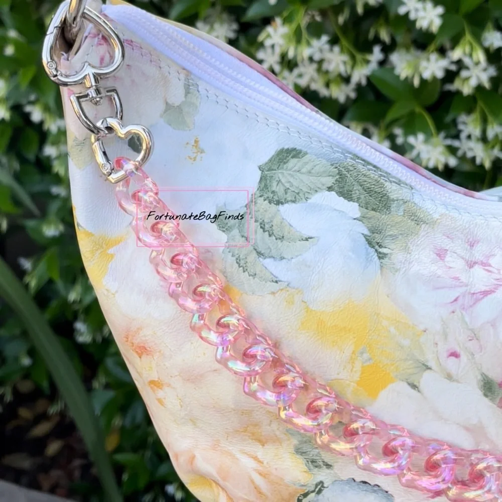TikTok Famous PINK PEACH Jelly TRIPLE HEARTS Resin Bag Strap Novelty Bag Chain_6